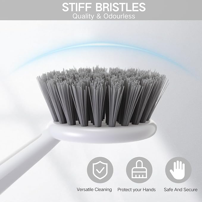 Patelai 12 Pack Kitchen Scrub Dish Brush with Long Handle Dish Scrubber with Stiff Bristles Scrub Brushes for Kitchen Dishes Washing Tools, Pots, Pans and Sink Cleaning (Gray White)