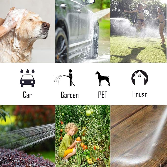 Garden Hose Nozzle - 10 Adjustable Patterns Metal High Pressure Hose Nozzle, Garden Hose Spray Nozzle with Thumb Control Design, Hose Sprayer for Garden & Lawns Watering, Cleaning, Pets & Car Washing