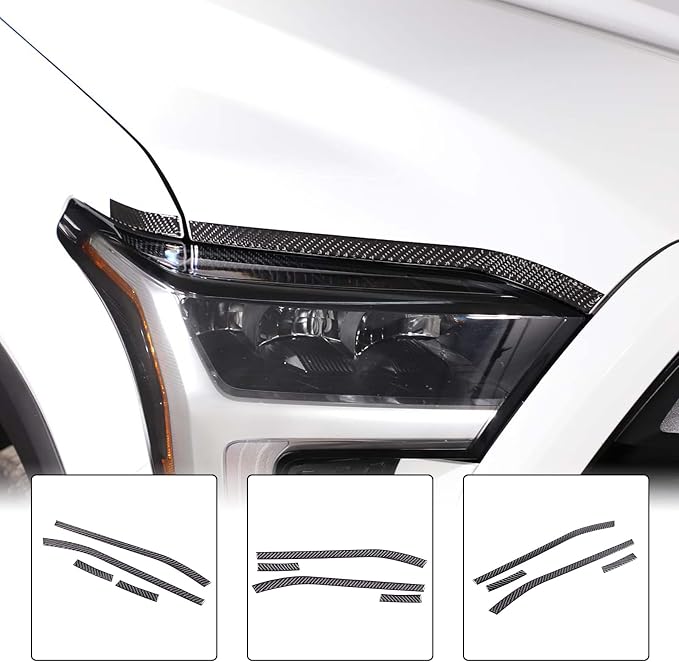 Aunginsy Car Front Headlight Eyebrow Trim Sticker Compatible with Toyota Tundra/Sequoia 2022 2023 2024 Pickup Truck Real Carbon Fiber Material Decorative Sticker Protection Cover Exterior Accessories