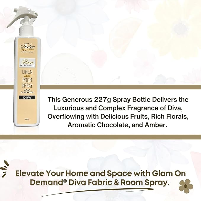 Tyler Glam on Demand - Diva Scent Linen and Room Spray 2 Pack - Air Freshener and Odor Eliminator Bundle with Stain Remover Pen - Laundry Bundle