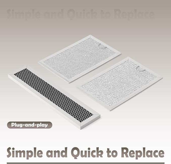 3Pcs Microwave Grease and Charcoal Filter Set Compatible with GE PVM9179DF2WW PVM9179DF3WW PVM9179DK5WW PVM9179DK6WW PVM9179ER1ES PVM9179SR1SS