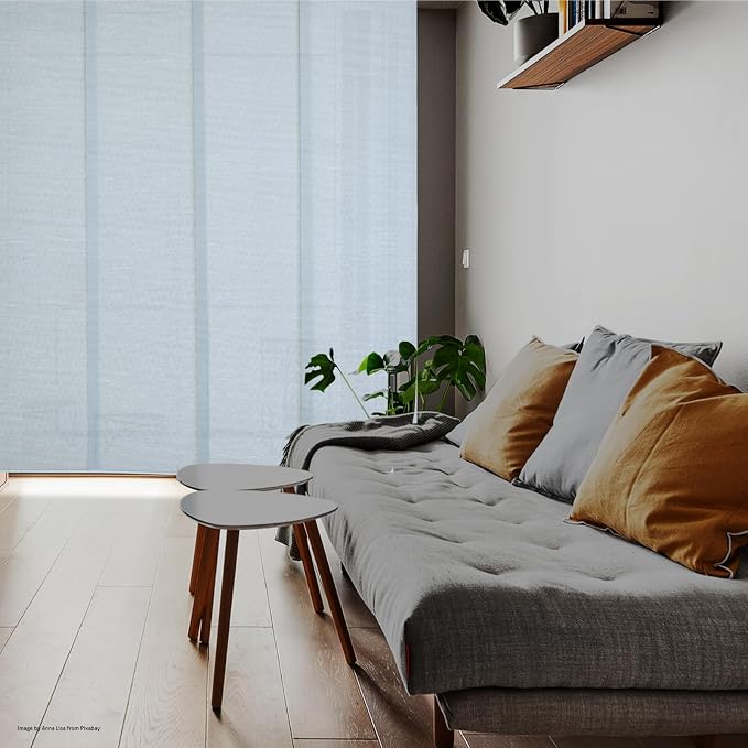 Replacement Fabric Panels for Sliding Glass Door (4-Pack, 23"x96"), Fabric Only, Natural Woven Blind Slats, Trimmable, Sheer, Track & Bottom Rail Not Included,Sliver Gray