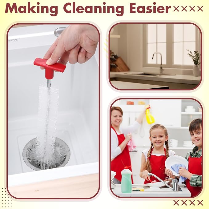 Garbage Disposal Cleaner Sink and Drain Brush Universal Garbage Disposal Cleaner 12'' Long Brush for Kitchen Waste Food(White)