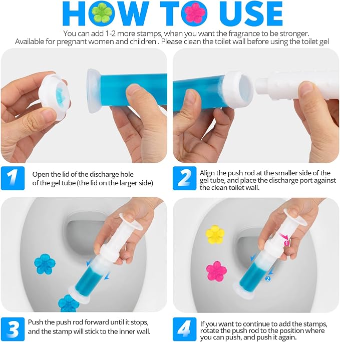 KILOSTEP Toilet Gel, 60 Count 5 Kinds Of Scent Toilet Cleaner Bowl Gel Stamp Kit Air Freshener