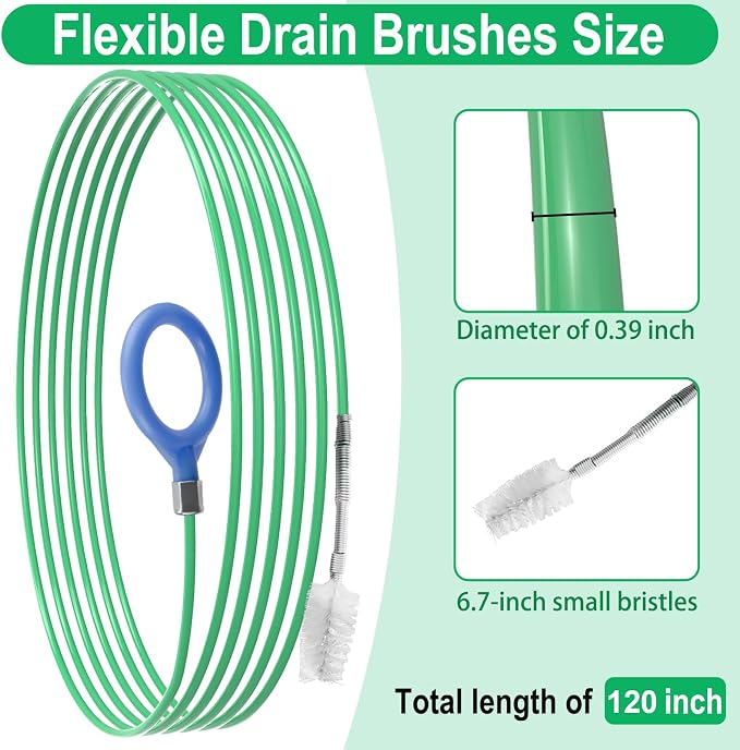 Auto Sunroof Drain Cleaning Tool, 120 Inch Flexible Tube Cleaning Brush | with Pipe Cleaning Brush, Injector Hose, and Injector Soft Drain Brush, Car Sunroof Cleaner for Drains, Sewers, Windshields