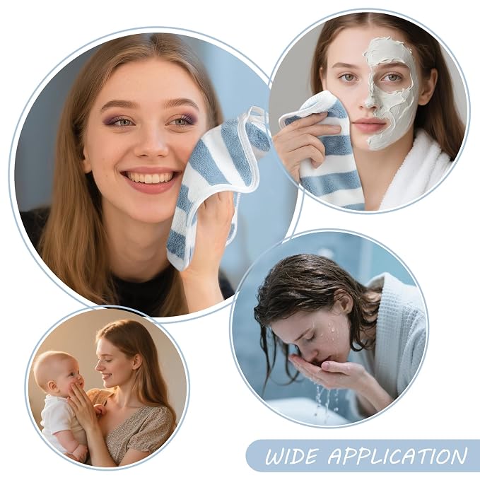 SINLAND Microfiber Facial Cloths Fast Drying Washcloth 8inch x 8inch Absorbent Face Wash Cloth Soft Makeup Remover Cloths