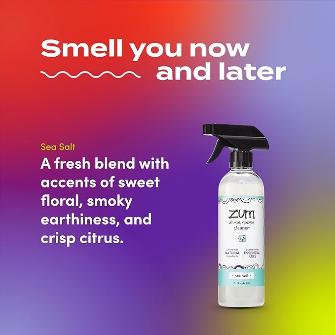 Indigo Wild Zum All-Purpose Cleaner - Natural Multipurpose Cleaner Made with Essential Oils, Baking Soda & More - Sea Salt, 16 fl oz
