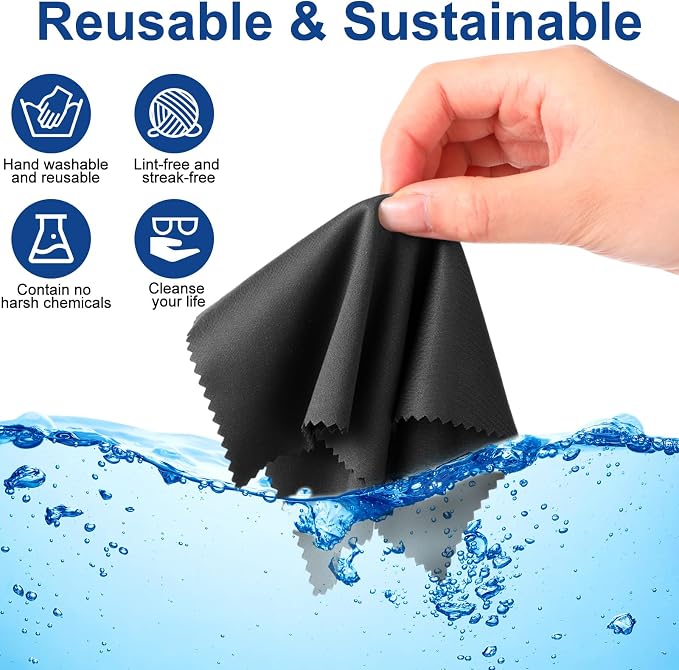 Frienda 12 Pack Large Microfiber Glass Cleaning Cloths 12 x 12 Inch Oversized Sunglasses Cleaning Cloths for Electronics Glasses Screens and Lenses (Black,Light Gray)