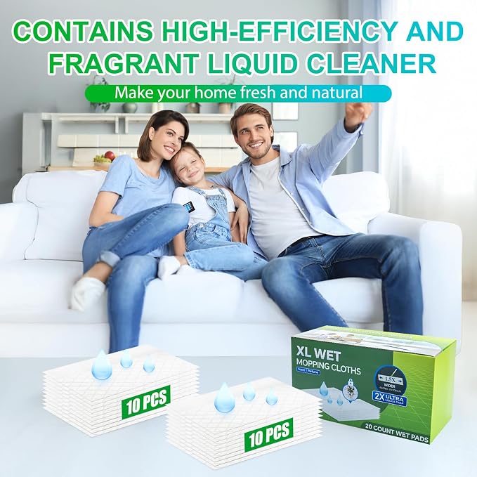 20 Count X-Large Wet Pad Refills for Swiffer Sweeper XL Mop | Disposable Multi-Surface XL Wet Wipes Mopping Pads Refill for Floor Cleaning.（Only pads, not including mop）