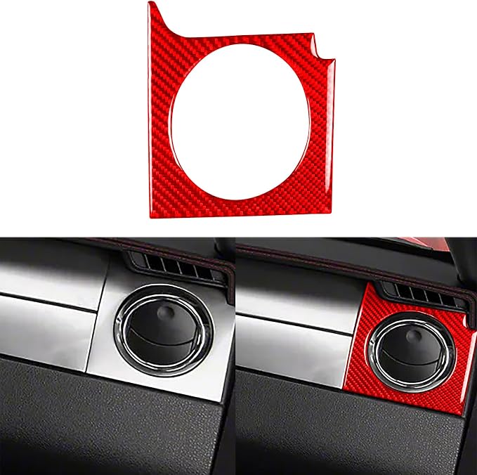 Red Real Carbon Fiber Trim for Ford Mustang Accessories | for GT Shelby 2005 2006 2007 2008 2009 Co-Pilot Right Side Wind Outlet Air Vent Interior Thick Overlay Decal