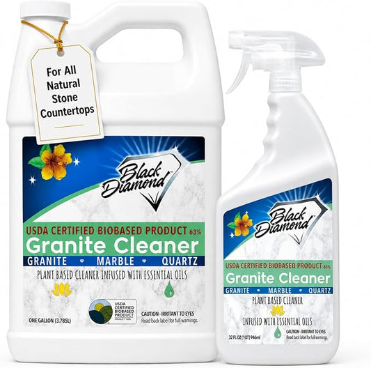 Black Diamond Stoneworks Granite Counter Cleaner: USDA Certified BIOBASED- Safe for Granite and other stone countertops. Safe for food contact formula to keep your countertops looking fresh and clean!