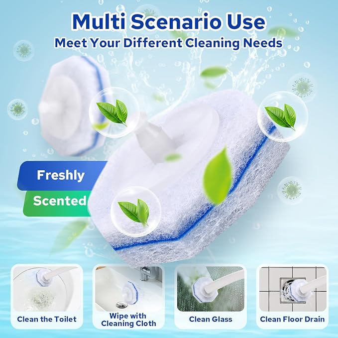 120pcs Disposable Toilet Brush Refills, Bulk Toilet Bowl Cleaner Refill Pads, Compatible with Most Toilet Cleaning Wands, High-Value Scrubber Replacement Heads, 120 Count