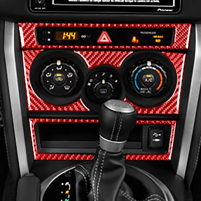 Red Real Carbon Fiber Car Interior Central Console Panel Trim Stickers Kit Compatible with Scion FR-S 2013 2014 2015 2016 / Toyota 86 2017 2018 2019 2020 Accessories Decals Type-B