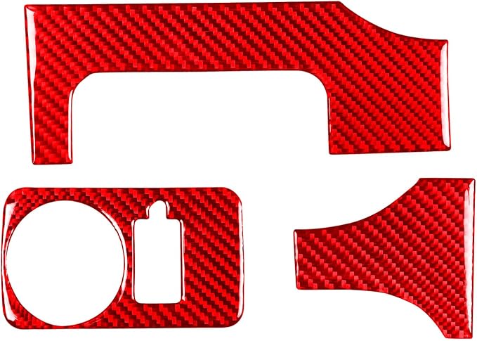 Red Real Carbon Fiber Trim for Ford Mustang Accessories | for GT Shelby 2005 2006 2007 2008 2009 Headlight Switch Panel Cover Interior Thick Overlay Decal 3PCs