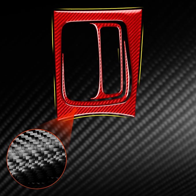 Gear Shift Surround Interior Decals Fit for Dodge Charger 2011-2023 | Red Real Carbon Fiber|Accessories|for Dodge Charger/Chrysler 300 2011-2023|Thick Overlay|Anti-scratch
