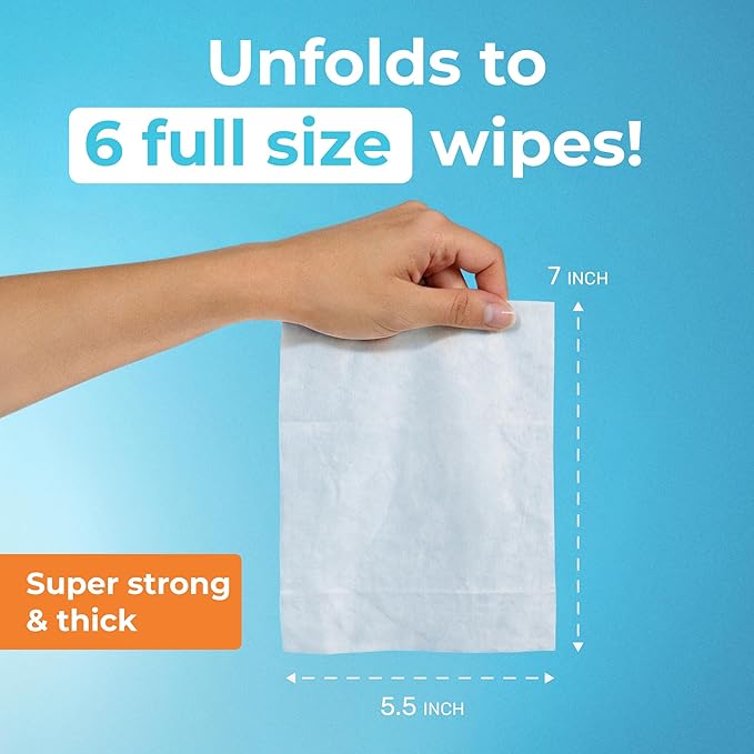 Impossibly Compact Travel Flushable Wipes - 99.5% Water and Aloe - Safe for Sensitive Skin & Hypoallergenic - Travel Essentials for Adults & Kids, Unscented, 48 Pack 288 Wipes