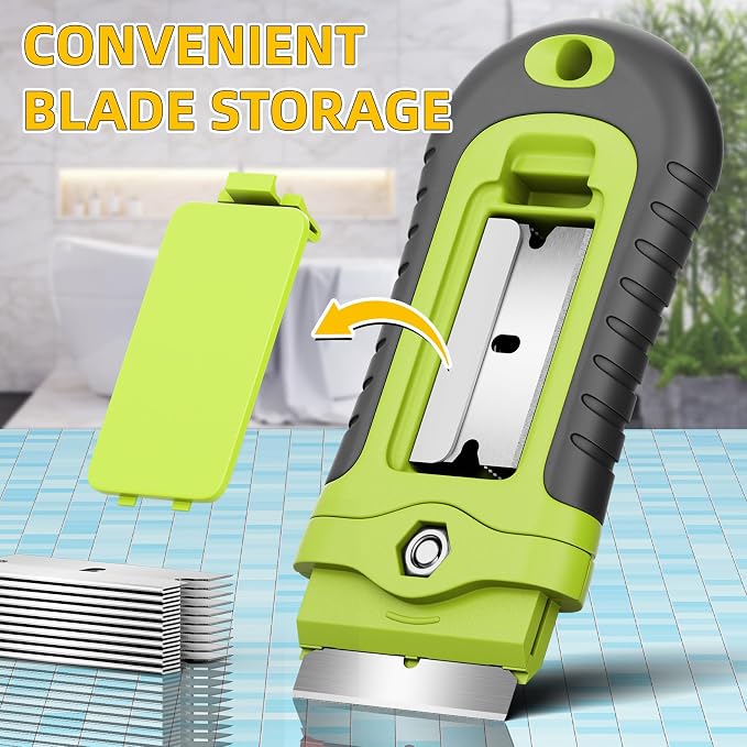 DIYSELF Razor Scraper Tool with 15 Extra Razor Blades, Stove Top Cleaner | Razor Scraper for Cooktops, Oven Glass, Windows, Tile and Metal, Paint Scraper for Stickers with Single Edge Razor Blades