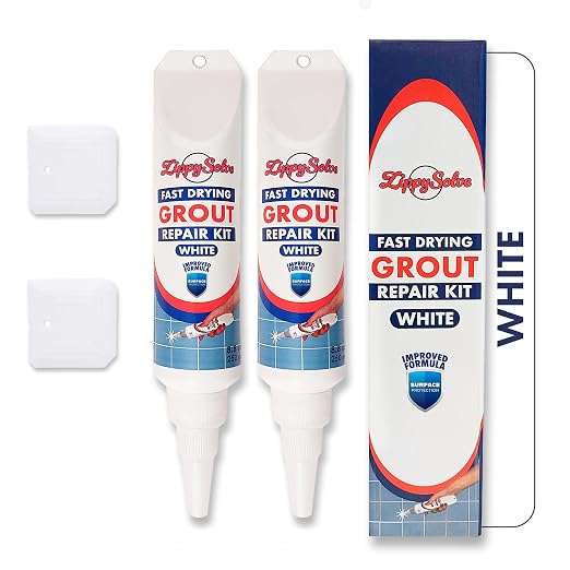 ZippySolve Tile Grout, Repair Kit, 2 Pack Grout Filler, Restore & Renew Tile Joints Line, Fast Drying Grout Paint Squeeze Tube for Bathroom Shower Kitchen Floor, Waterproof (17.6 oz, White)