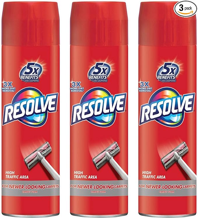 Resolve High Traffic Carpet Foam, 22 oz Can, Cleans Freshens Softens & Removes Stains (Pack of 3)