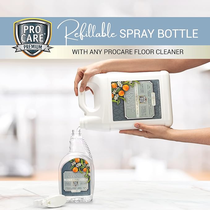 ProCare Citrus Floor Cleaner (Made in USA) | Streak Free Cleaner for Tile, Stone, Laminate, Vinyl & Natural Wood Floor Cleaner for Mopping, Floor Cleaning Solution with Citrus Aroma -32oz Spray Bottle