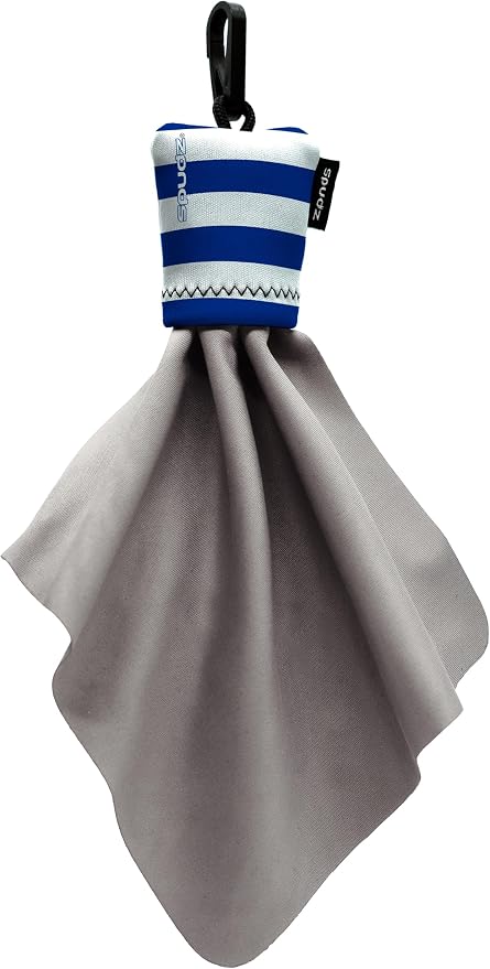 SPUDZ Classic Microfiber Lens Cleaner – Clip-On Pouch, Washable – for Binoculars, Scopes, Glasses, Screens | Classic | Nautical Stripes, 6 x 6 Inch