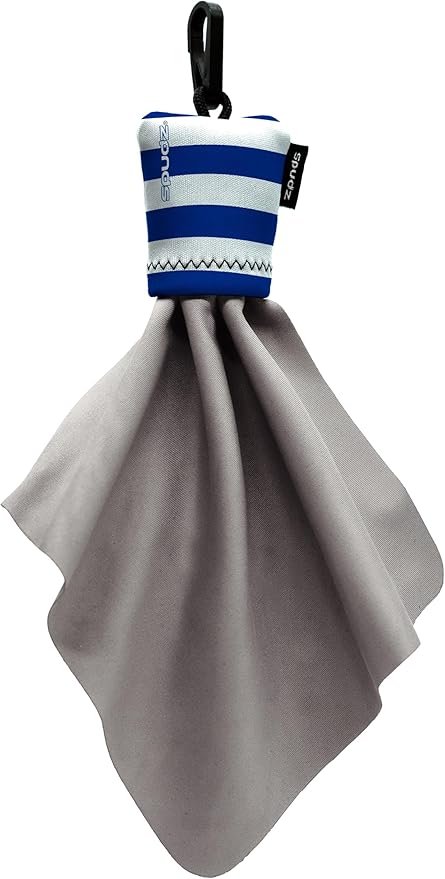 SPUDZ Classic Microfiber Lens Cleaner – Clip-On Pouch, Washable – for Binoculars, Scopes, Glasses, Screens | Classic | Nautical Stripes, 10 x 10 Inch