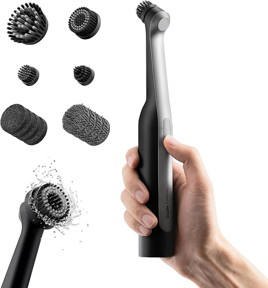 HOTO Wand™ Cordless Spin Scrubber, Electric Grout Cleaning Brush, IPX7 Full Body Waterproof Bathroom Scrubber, 12 Brush Heads Power Scrubber for Grout, Tiles, Corners, Crevices