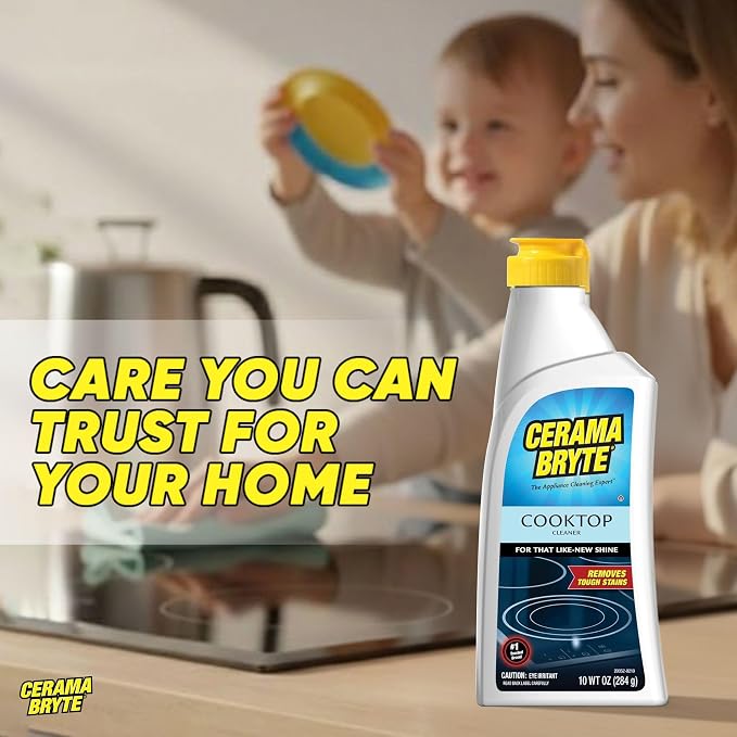 Cerama Bryte Cooktop Cleaning Kit, 10 oz Bottle, Scraper, Tool & Pad
