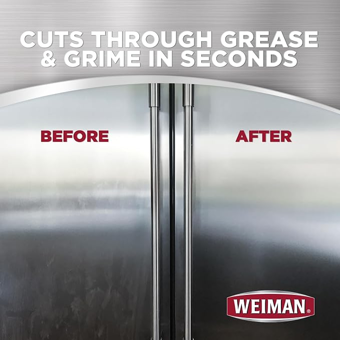 Weiman Stainless Steel Cleaner & Polish Streak-Free Shine - For Refrigerators, Oven, Dishwasher, Stove - 4 Pack Aerosol Spray with Microfiber Cloth Included