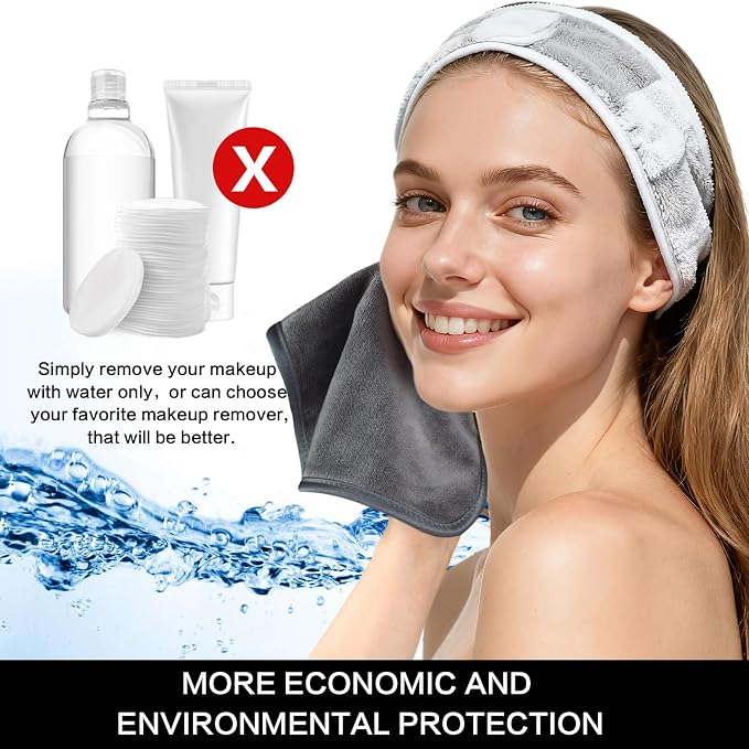 SINLAND Microfiber Facial Cloths Fast Drying Washcloth 8inch x 8inch Absorbent Face Wash Cloth Soft Makeup Remover Cloths