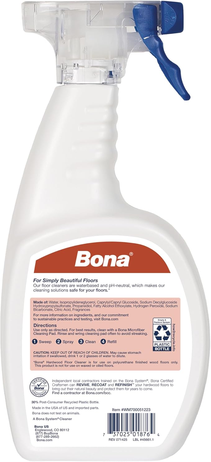 Bona Hardwood Floor Cleaner Spray - 32 fl oz - Cedar Wood Scent