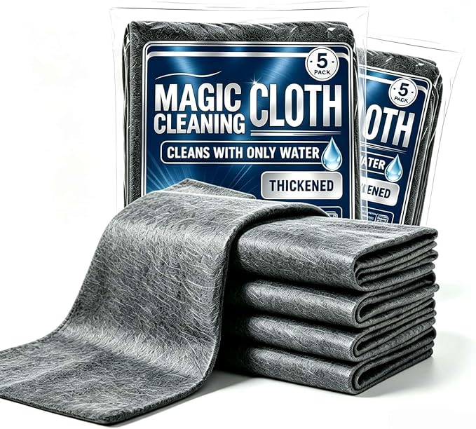 Genie Magic Cleaning Cloth, 10 Pack XXL Microfiber Cleaning Cloths | Lint Free Streak Free Reusable Cleaning Rags for Windows, Mirrors, Stainless Steel, Kitchen, Cars & Screens