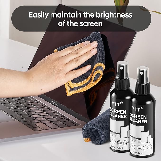 Screen Cleaner Spray Kit (2X) - TV Screen Cleaner Spray and Microfiber Cleaning Cloth, Computer Screen Cleaner for LCD LED OLED TV, Car, Smartphone, iPad, Laptop, iPhone, MacBook (2 Pack)