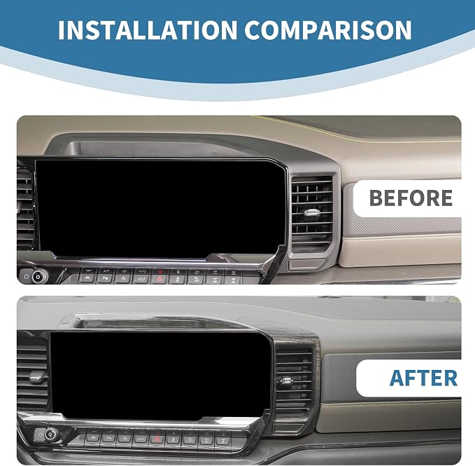 for Silverado Center Dashboard Tray Panel Trim Cover for Chevy Silverado 2022 2023 2024 Black Wood Grain Interior Accessories 2pcs