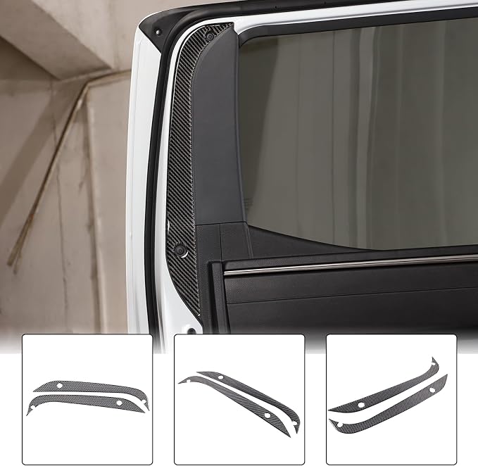 Aunginsy Car Rear Inner Door Window Trim Sticker Compatible with Toyota Tundra 2022 2023 2024 Pickup Truck Real Carbon Fiber Material Decorative Sticker Protection Cover Interior Accessories