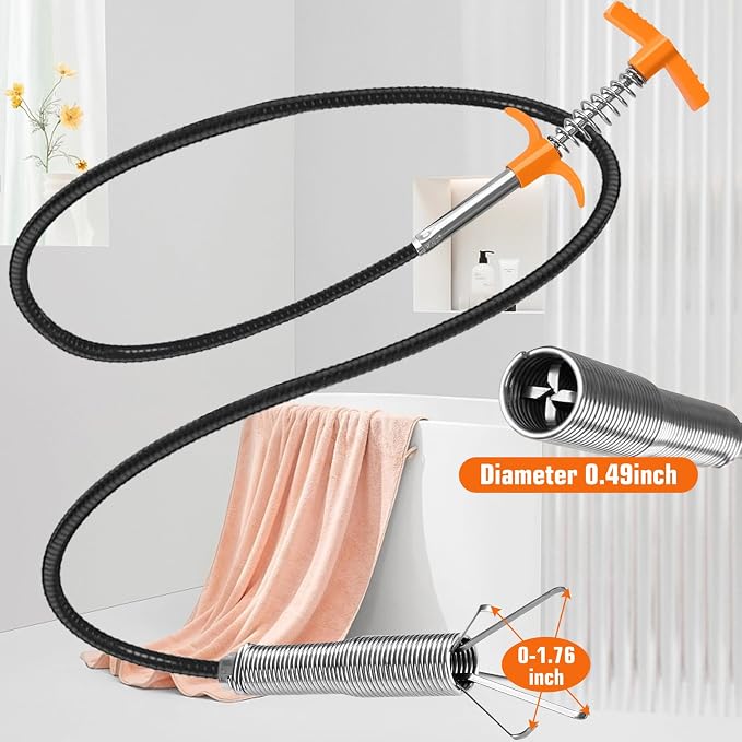 New Upgrade 35 inch Drain Snake Hair Drain Clog Remover Tool - Sink Drain Cleaner for Toilet Sewer Shower Kitchen Bathroom Tub Clogged Drains Opener Cleaning Tool, Flexible Grabber Claw Pick Up Tool
