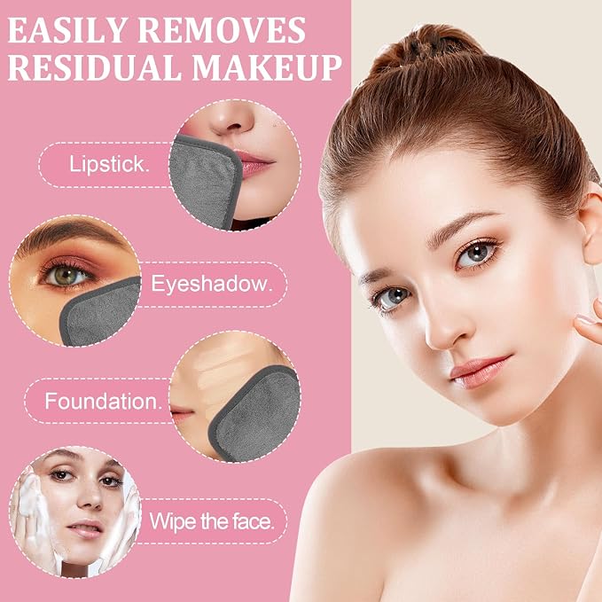 Puomue Makeup Remover Cloth 12 Pack, Ultra Soft and Reusable Microfiber Makeup Remover Towels for All Skin Types, Perfect Face Towels for Women, 6 Inch X 6 Inch, Multicolor