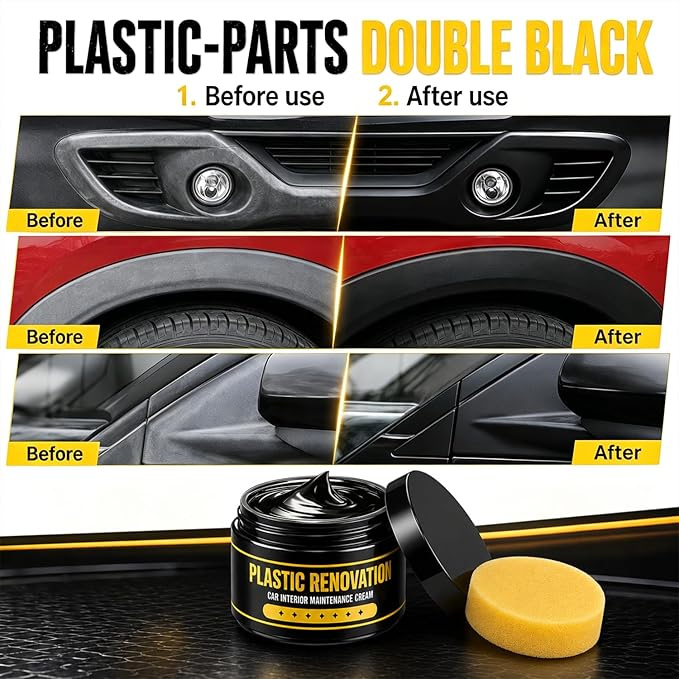 2PC car Tire Nourish Wax Cream Paste, with Sponge,Also applicable,Dashboard, tires, and seats,Car Tires & Plastic Trim Renewal Paste Restores Shine