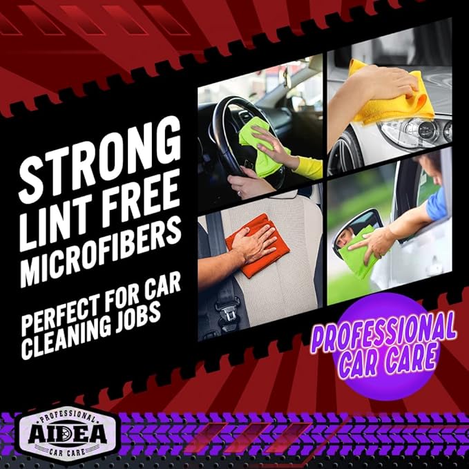 AIDEA Microfiber Cleaning Cloth, 200PK, Microfiber Towels for Cars, Shop Towels Cleaning Rags, Premium Wash Cloths, Absorbent Towel for SUVs, House, Kitchen, Window, Cleaning Supplies 12×12"