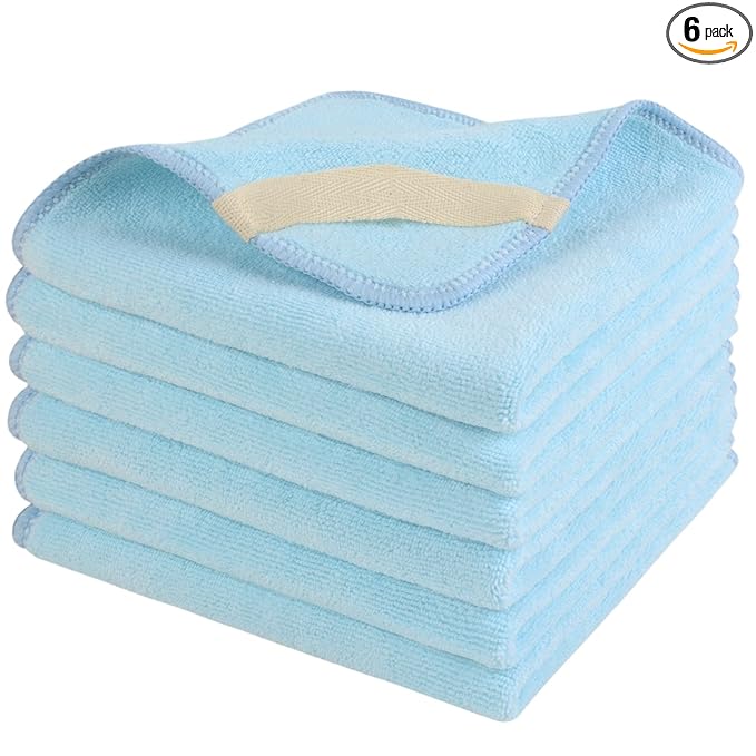 SINLAND Microfiber Facial Cloths Fast Drying Washcloth 12inch x 12inch Absorbent Face Wash Cloth Soft Makeup Remover Cloths