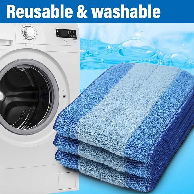 16.5" Microfiber Mop Pads Refills, 3 Pack Reusable Replacement Heads | reusable wet mop refills, machine washable for 14-16 inch spray mops, hardwood floors, dust cleaning & scrubbing