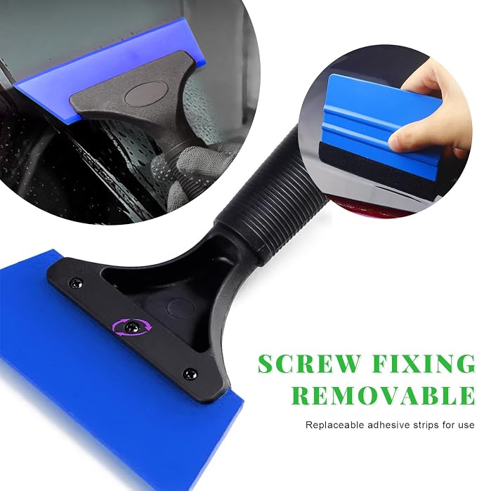 Yourkar 2 PCS Window Tint Kit Tools, Professional Vinyl Wrap Kit with Plastic Squeegee & Felt Squeegee, Universal Privacy Film Installation Tint Tools for Vehicle Glass Home (Blue)