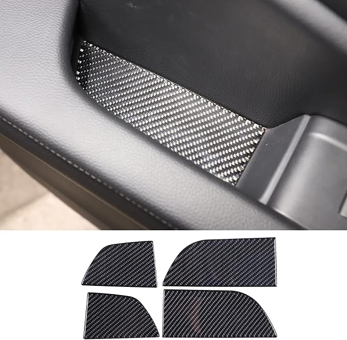 Car Interior Door Groove Gate Pad, Inner Door Slot Mats, Car Cup Holder Coaster Mat for Honda Pilot 2016-2022, Carbon Fiber (Door Armrest Stowage Bin Mats)