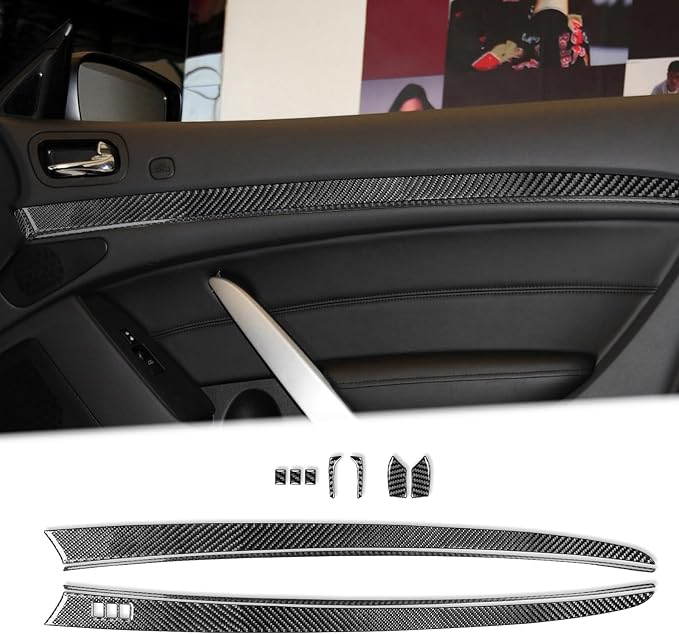 Real Carbon Fiber Trim for Infiniti Accessories | for G35 G37 G25 Q60 Q40 2007-2015 X S Sedan Coupe Convertible Driver Side Dash Cover Interior Thick Overlay Decal