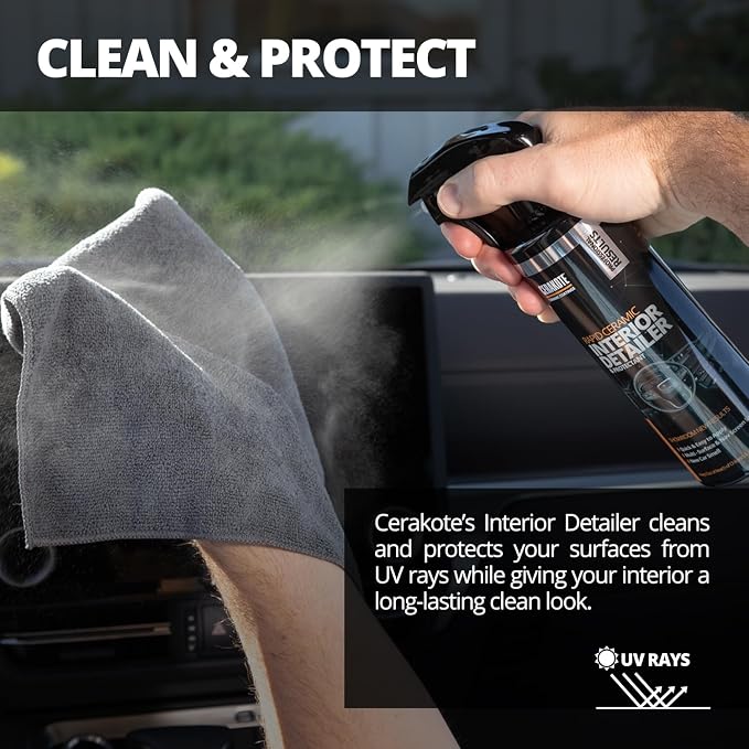 CERAKOTE Rapid Ceramic Interior Detailer and Protectant (28 fl oz.) – Quick and Easy – Multi-Surface Safe – Interior Car Cleaner Spray – Dry to the Touch – Clean and Protect Your Car, Truck, or SUV