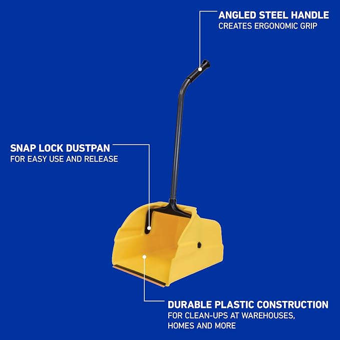 Quickie Debris Dustpan with Handle, Jumbo Debris Pan, Trash Collection for Industrial/Professional Cleaning