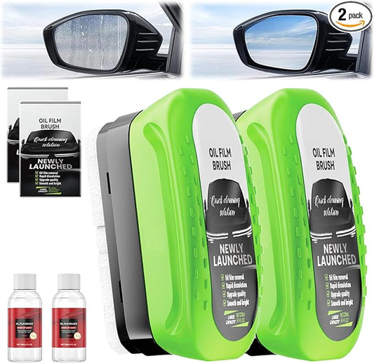 2026 Upgrade Clear Vision Windshield Cleaner with Car Window Cleaner,Automotive Oil Film Cleaning Brush for Car Windows,Clear Vision Glass Cleaner Tool for All Glass Surfaces,Reusable & Streak-Free