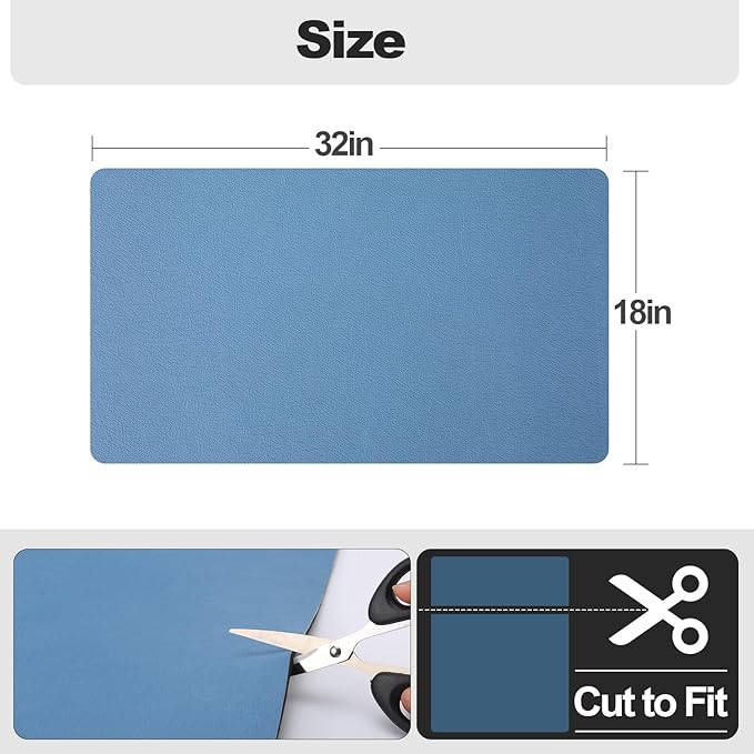 Ecotrim - Dish Drying Mat for Kitchen Counter | Coffee Bar Mat for Countertops | Heat Resistant Drainer Mat with Non-slip Rubber Backed | Hide Stain Kitchen Absorbent Draining Mat | Blue 18"x32"