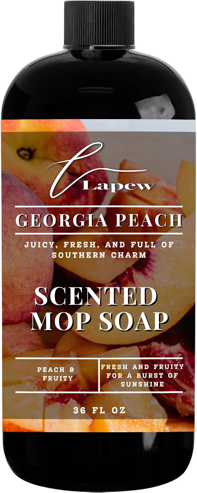 Lapew Georgia Peach Scented Mop Soap - Luxury Floor Cleaner Concentrate for Mopping Tile, Laminate, Vinyl & Hardwood | Streak-Free, Low-Foam | 36 oz