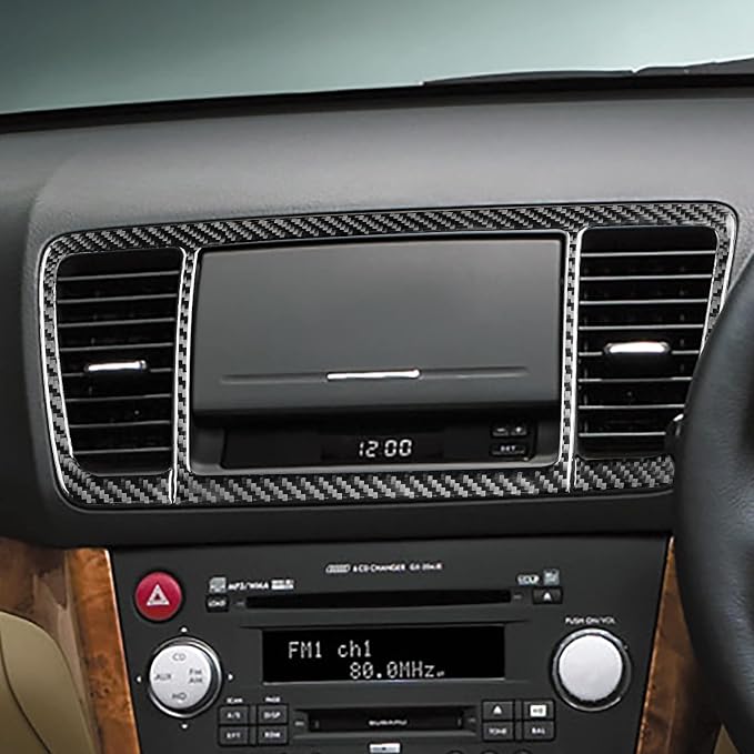JKYUKU Real Carbon Fiber for Subaru Accessories Center Air Condition Vent | for Legacy/Outback 2005-2009, Black Center Air Condition Vent Sticker, Easy Installation/Removal, Tool-Free Installation
